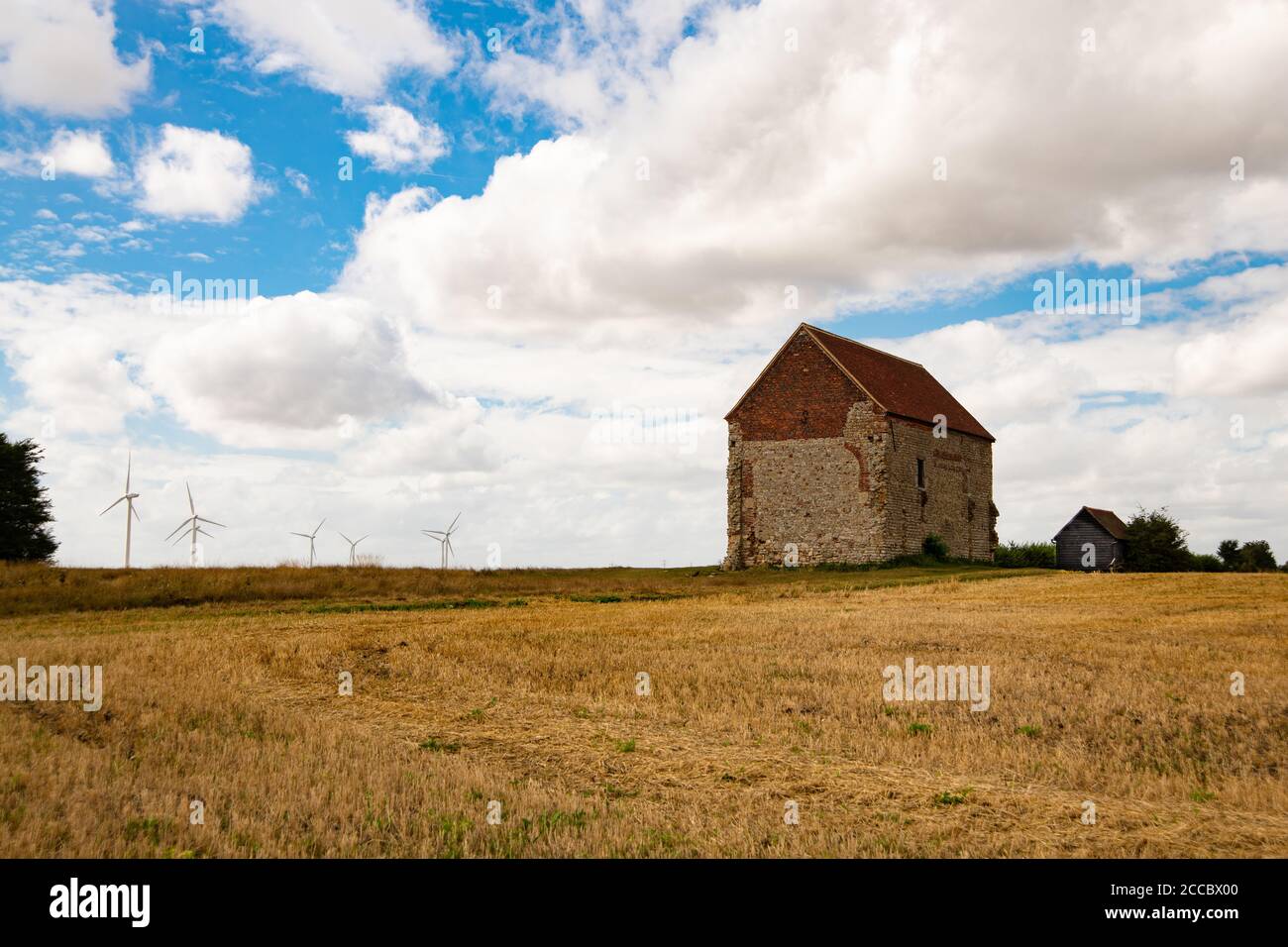 The Chapel of St Peter-on-the-Wall, Bradwell-on-Sea, Essex, is a Grade I listed building and among the oldest intact Christian churches in England. Stock Photo