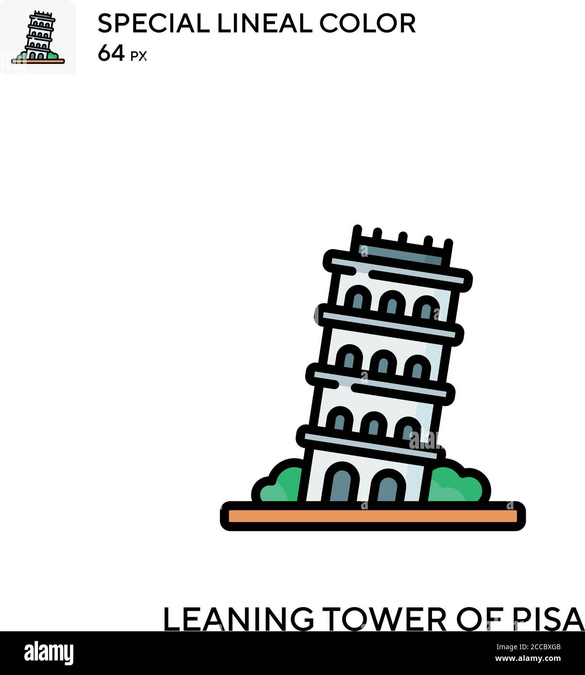 Leaning tower of pisa Special lineal color icon. Illustration symbol ...