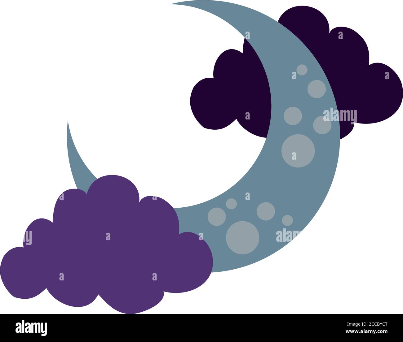 crescent moon and clouds flat style icon vector illustration design ...