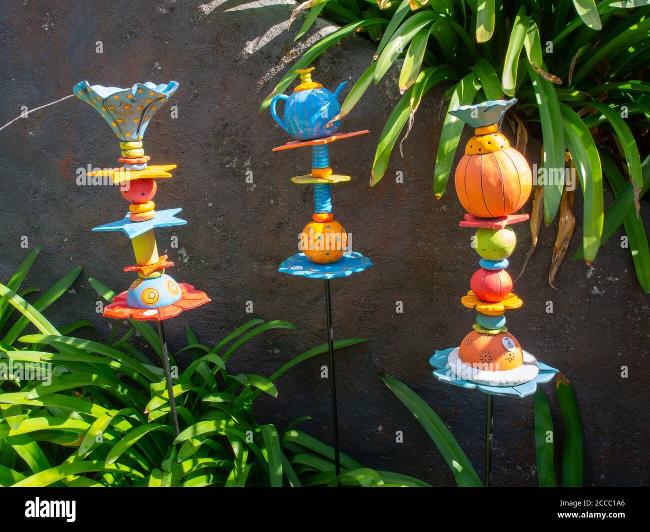 Colourful Ceramic Garden Art Stock Photo Alamy