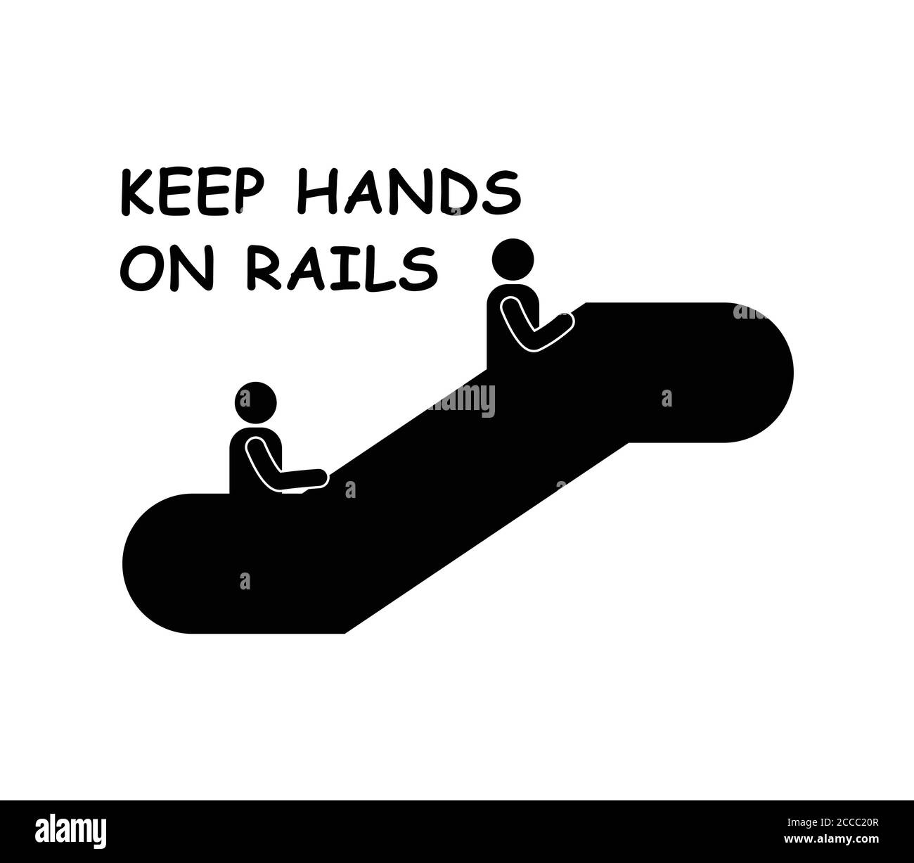 Escalator Keep Hands On Rails Escalator Safety Sign Pictogram Icon Stick Figure. Artwork Depicting Escalator Stairs Precaution Measures Stock Vector