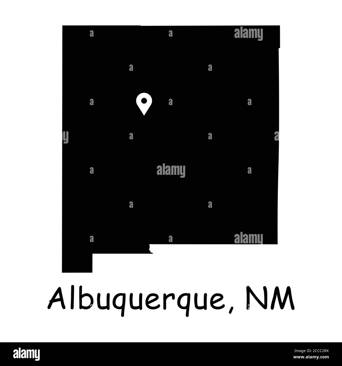 Albuquerque on New Mexico State Map. Detailed NM State Map with Location Pin on Albuquerque City