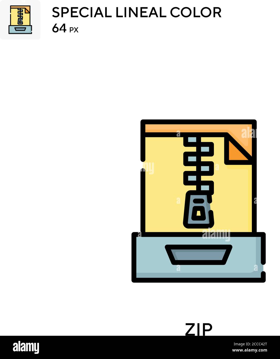 Zip Special lineal color icon. Illustration symbol design template for web mobile UI element. Perfect color modern pictogram on editable stroke. Stock Vector