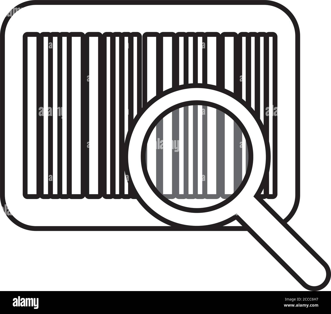 bar code with magnifying glass line style icon vector illustration design Stock Vector