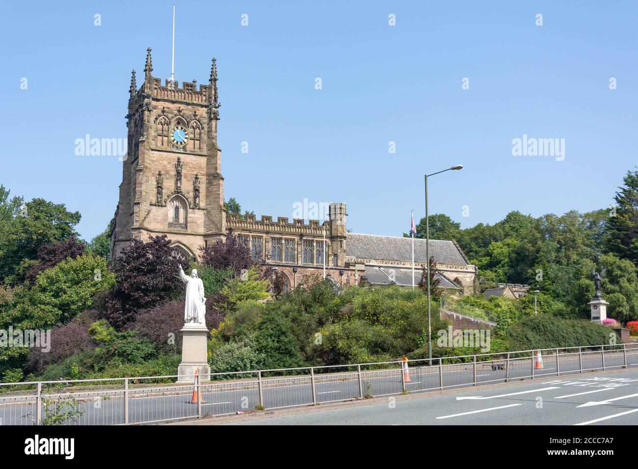 St. Mary and All Saints' Church across St Marys Ringway, Kidderminster, Worcestershire, England, United Kingdom Stock Photo