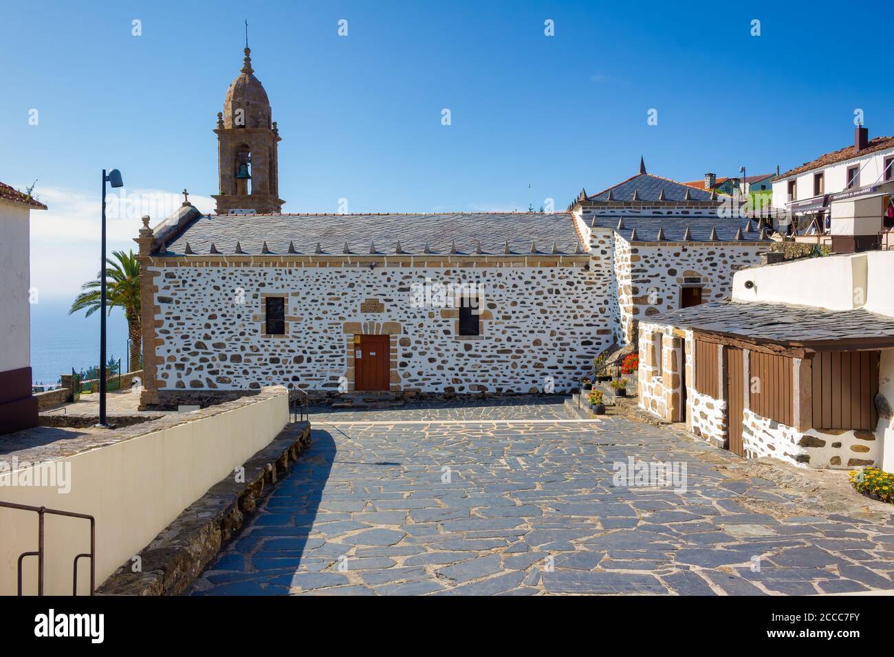 View of the church of the population of San Andres Teixido, Galicia, Spain Stock Photo