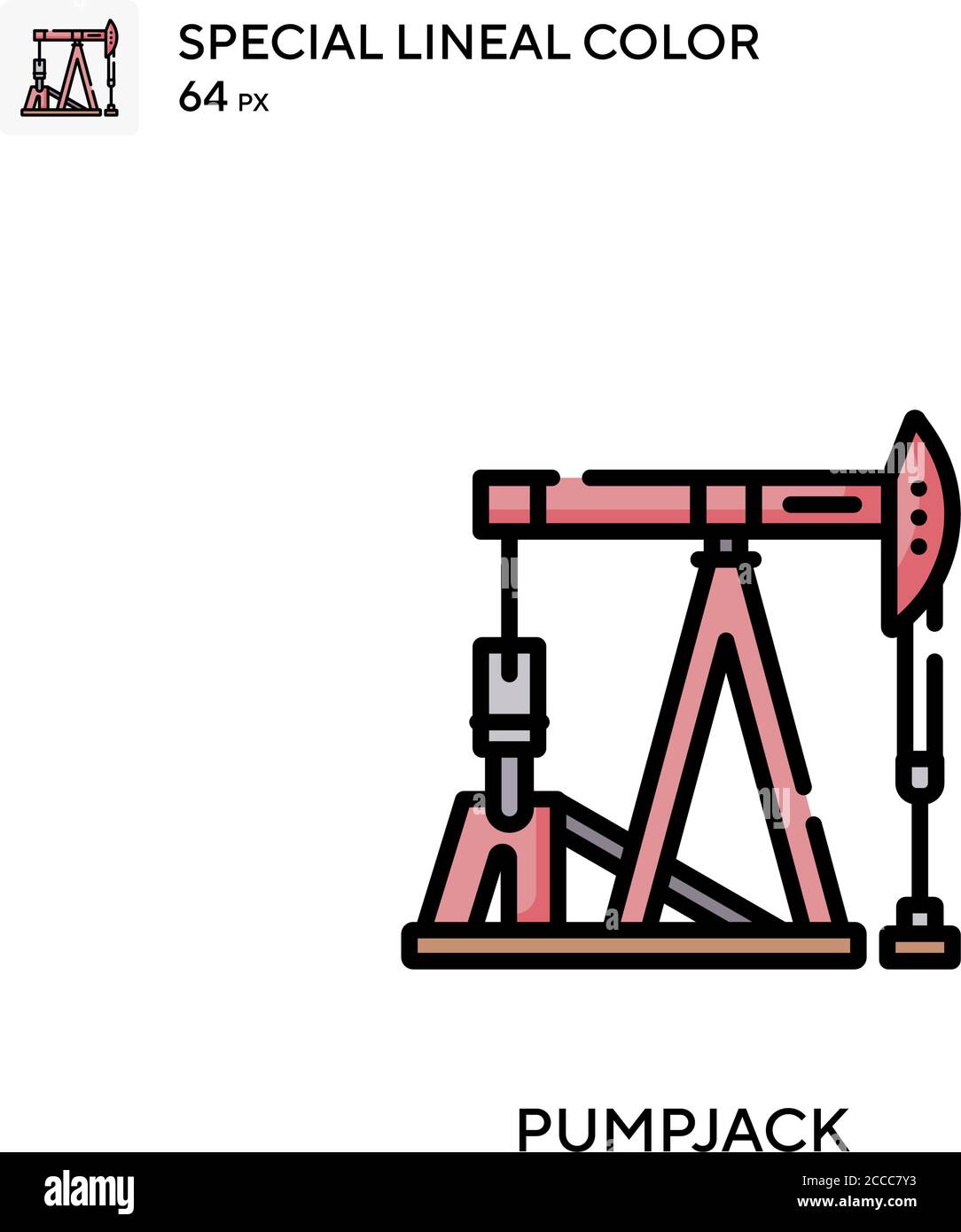 Pumpjack Special lineal color icon. Illustration symbol design template for web mobile UI element. Perfect color modern pictogram on editable stroke. Stock Vector