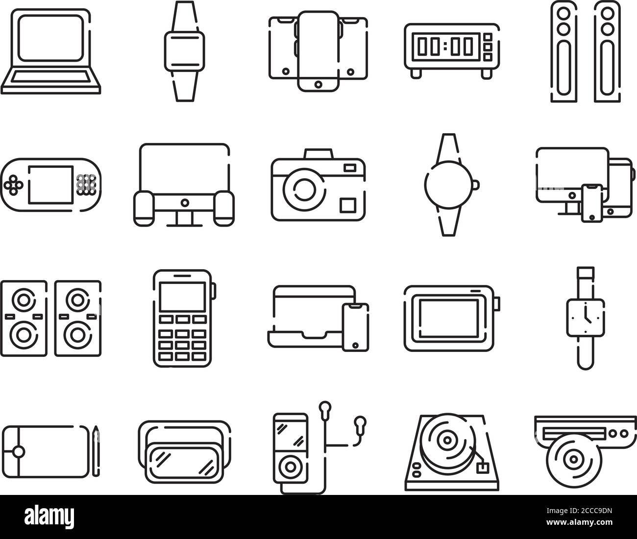 bundle of twenty devices electronics set icons vector illustration design Stock Vector