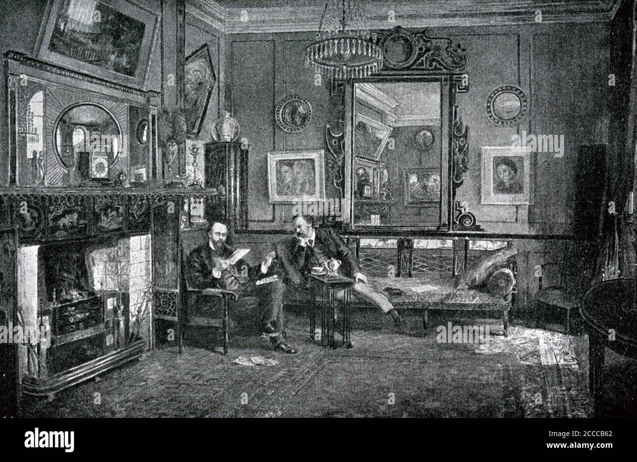 DANTE GABRIEL ROSSETTI (1828-1882) English painter, poet, translator at his London Cheyne Walk home Stock Photo