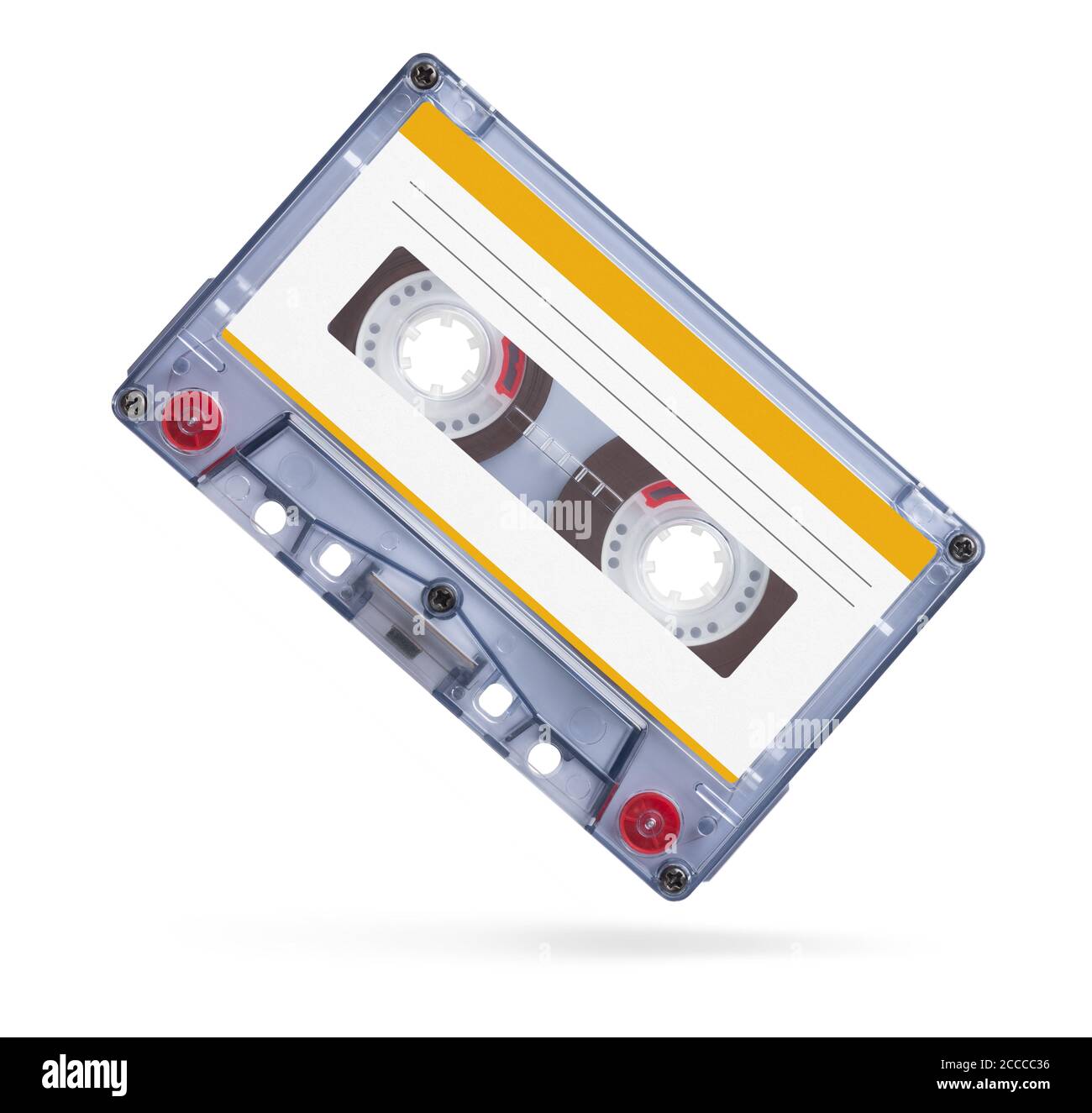 Old audio tape compact cassette isolated on white background with clipping path Stock Photo