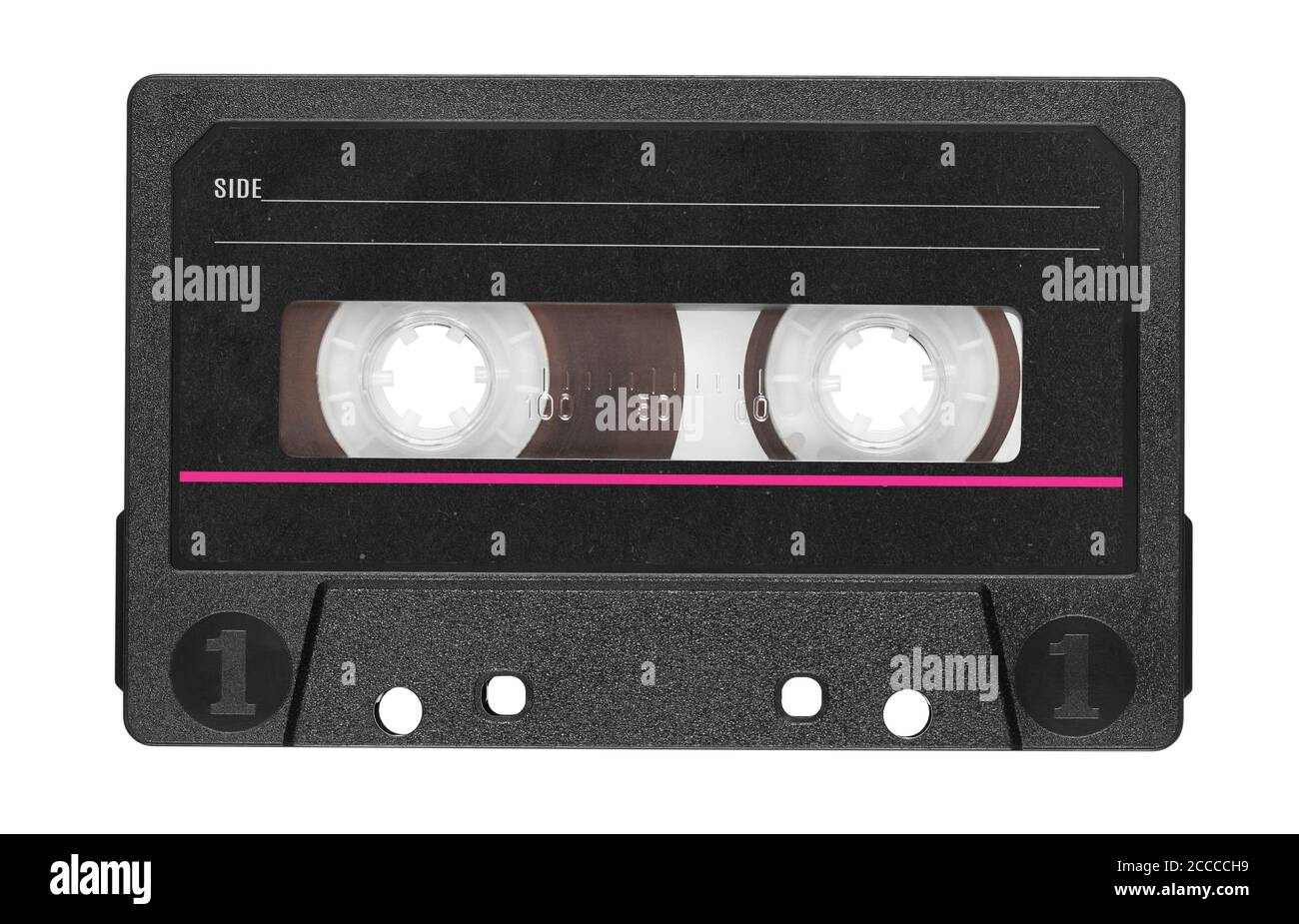 Old audio tape compact cassette with blank label isolated on white ...