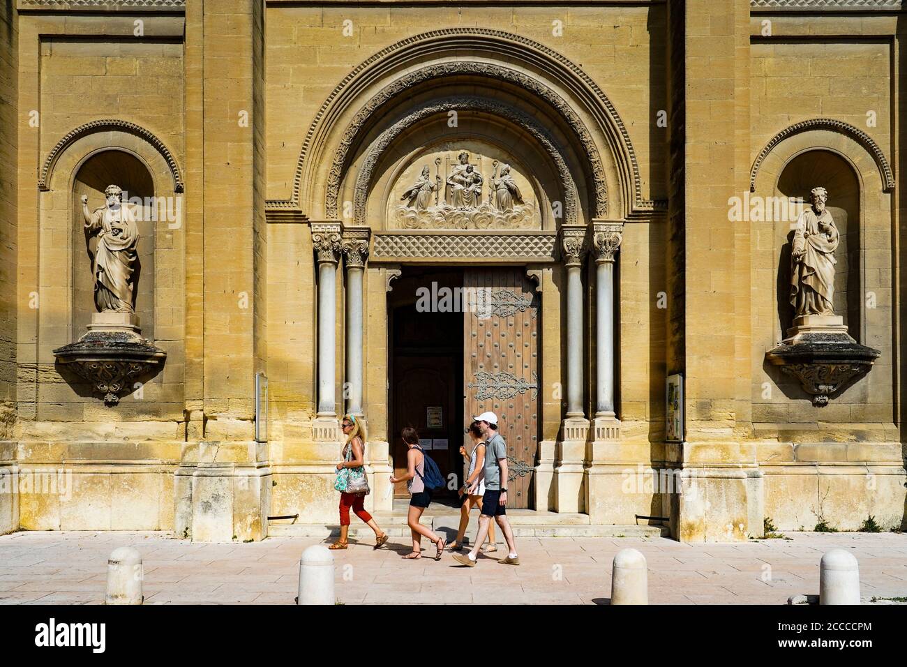 France. Gard (30) Uzes. The Entrance of Saint Theodorit Cathedral Stock Photo