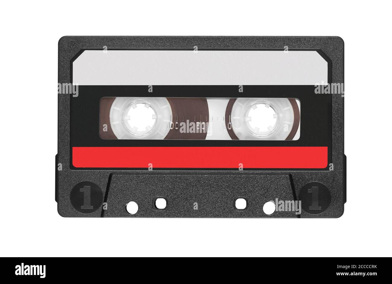 Old audio tape compact cassette isolated on white background with ...