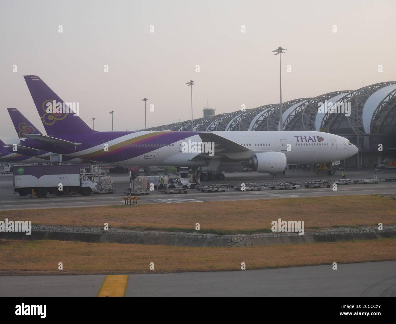 BANGKOK, THAILAND -12 MARCH 2017- Airplanes from Thai Airways (TG), the flag carrier of Thailand and a member of Star Alliance Stock Photo