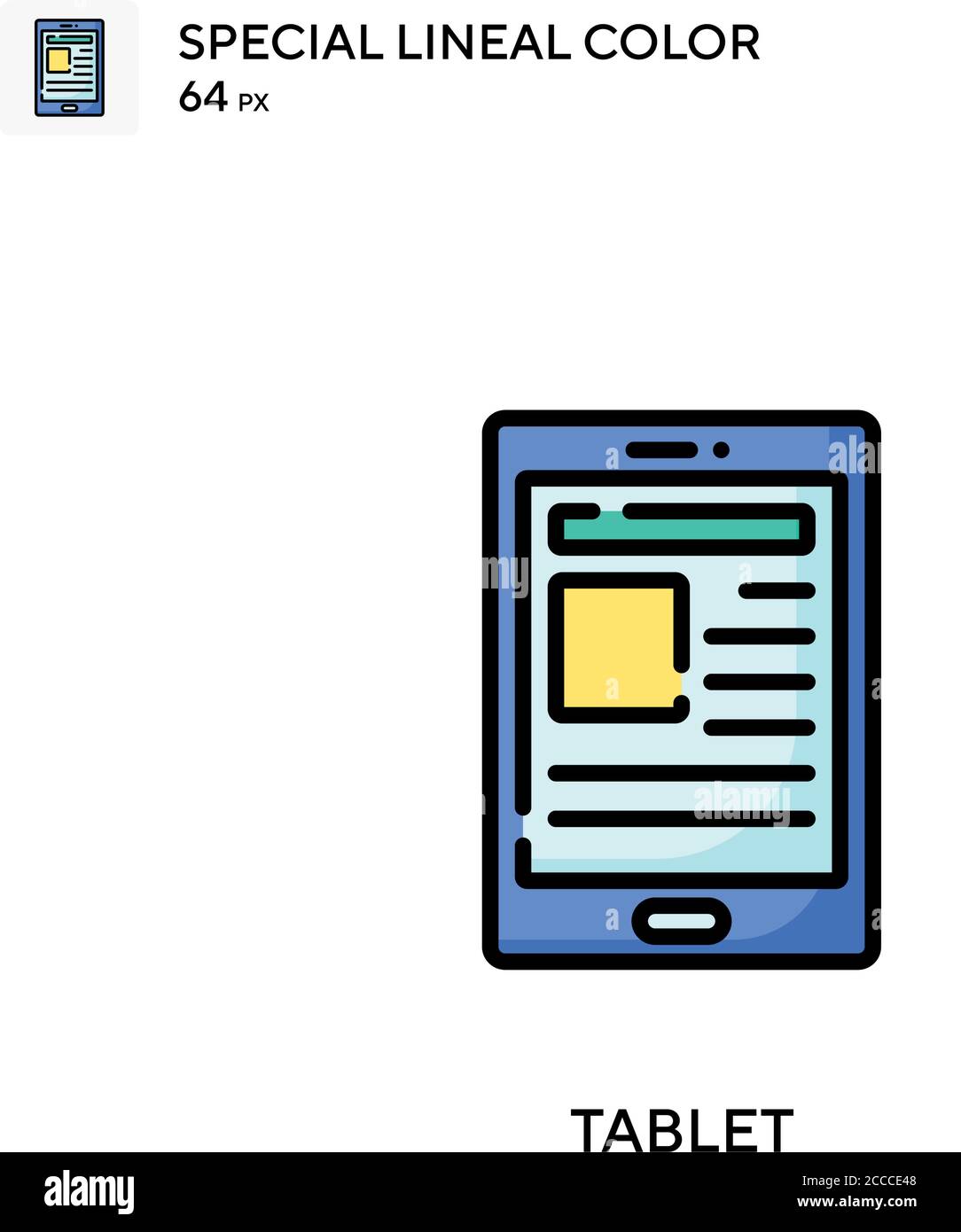 Tablet Special lineal color icon. Illustration symbol design template for web mobile UI element. Perfect color modern pictogram on editable stroke. Stock Vector