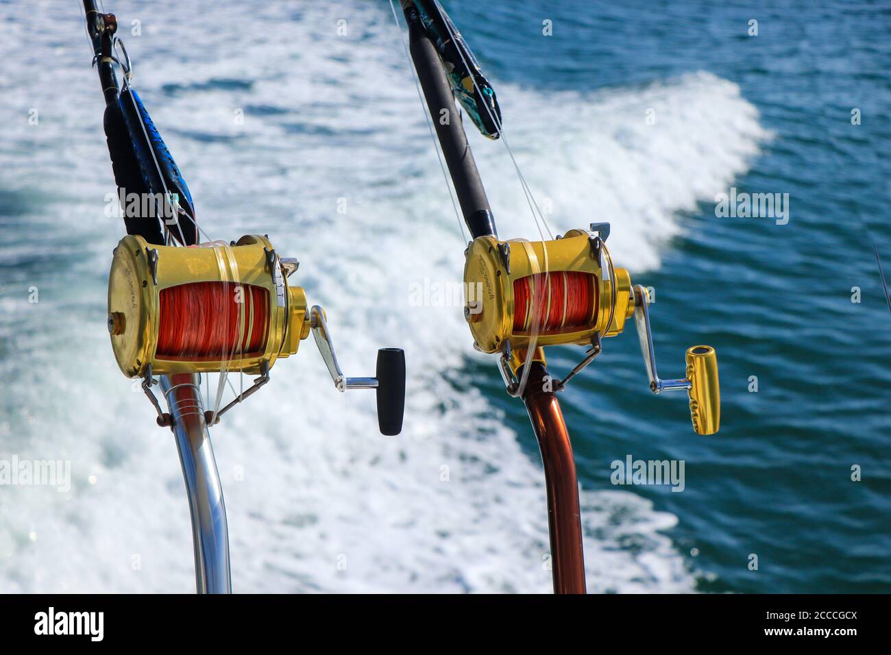 Fishing Rods On A Yacht For Marlin Fishing Stock Photo, Picture and Royalty  Free Image. Image 47356916.