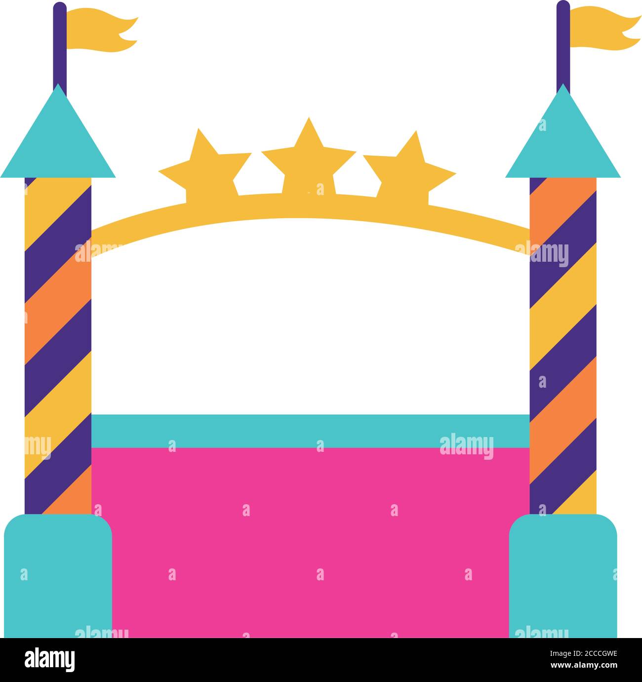 castle air mechanical fairground attraction flat style icon vector ...