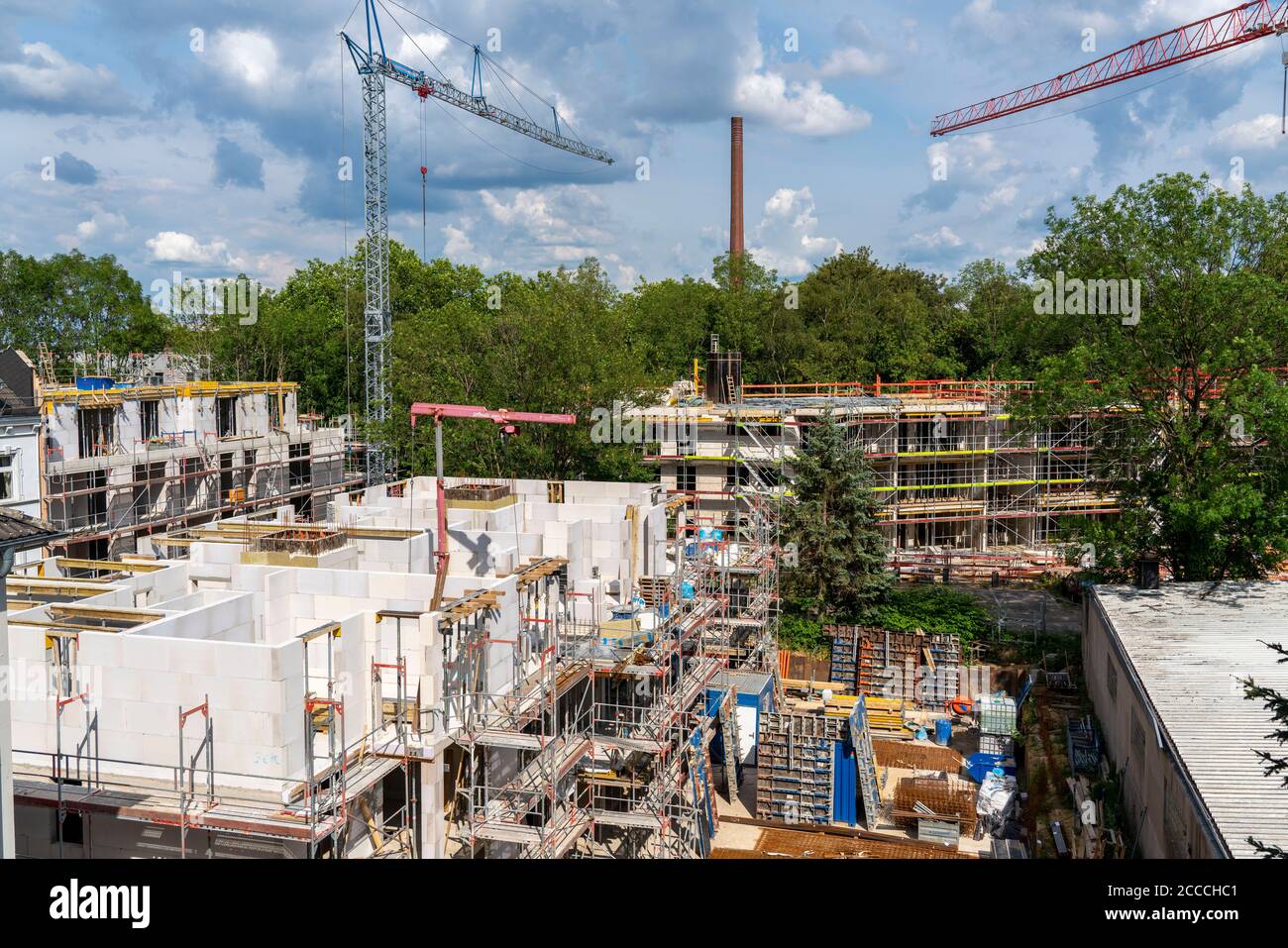 Construction site, new construction of apartment buildings,  Shell construction, Essen, NRW, Germany Stock Photo