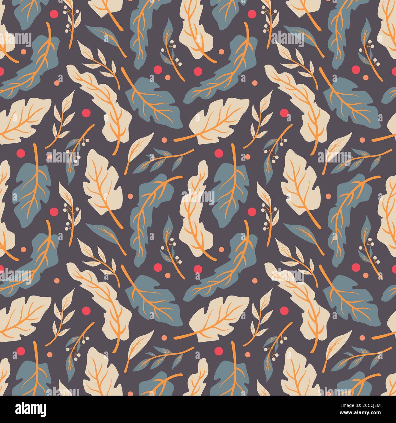 Seamless pattern design with hand drawn flowers and floral elements ...
