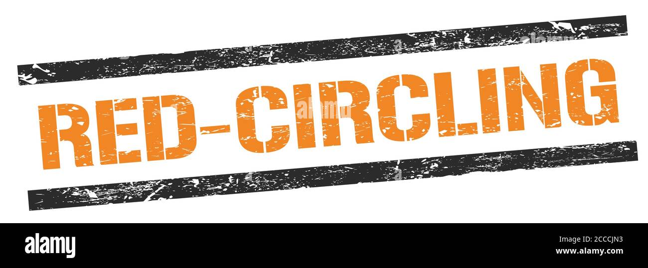 REDCIRCLING text on black orange grungy lines stamp sign Stock Photo