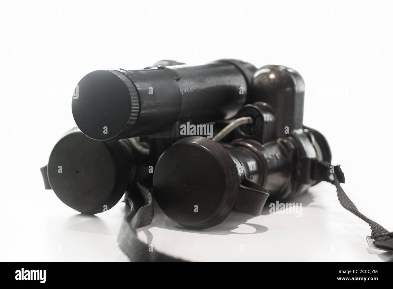 Military binoculars with night vision on white background Stock Photo
