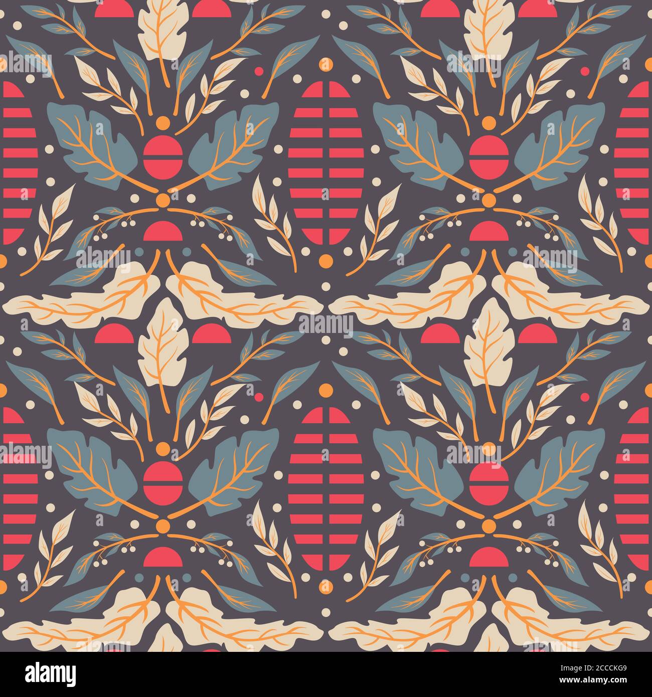 Seamless pattern design with hand drawn flowers and floral elements ...