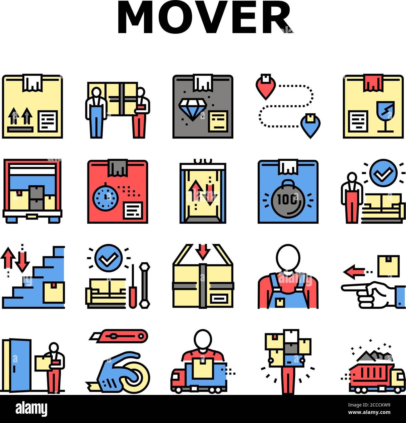 Mover Express Service Collection Icons Set Vector Stock Vector Image ...
