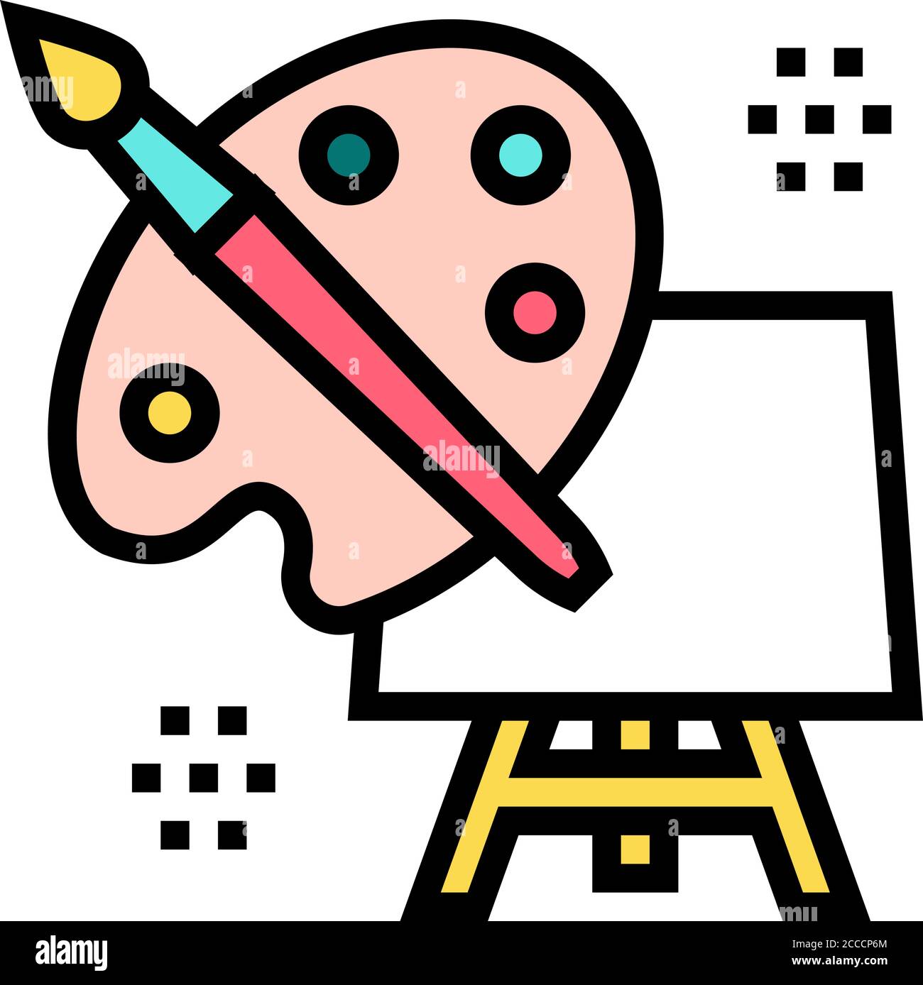 art palette brush and canvas on tripod color icon vector illustration ...