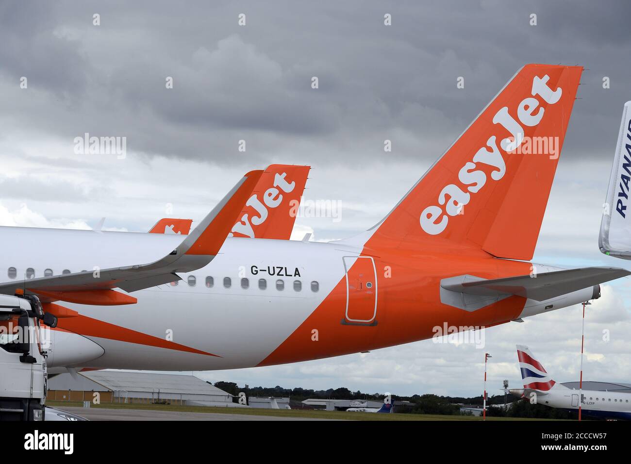 EasyJet aircraft on their stands at London Southend Airport Essex UK Stock Photo