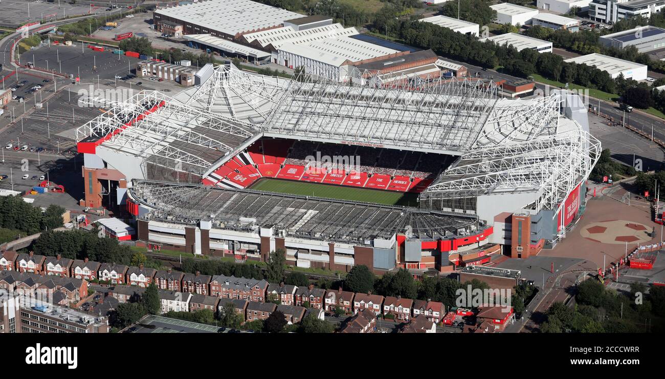 aerial view of Manchester United FC's Old Trafford Stadium Stock Photo