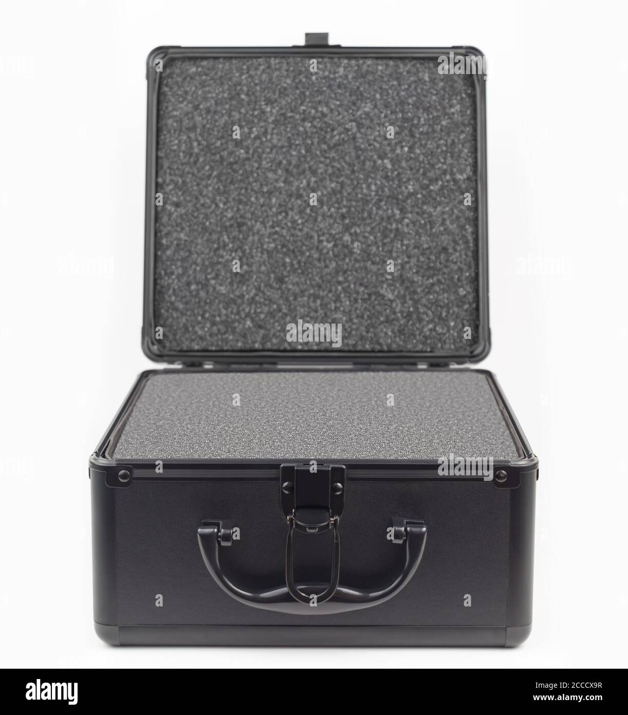 Opened isolated black suitcase for product display Stock Photo Alamy