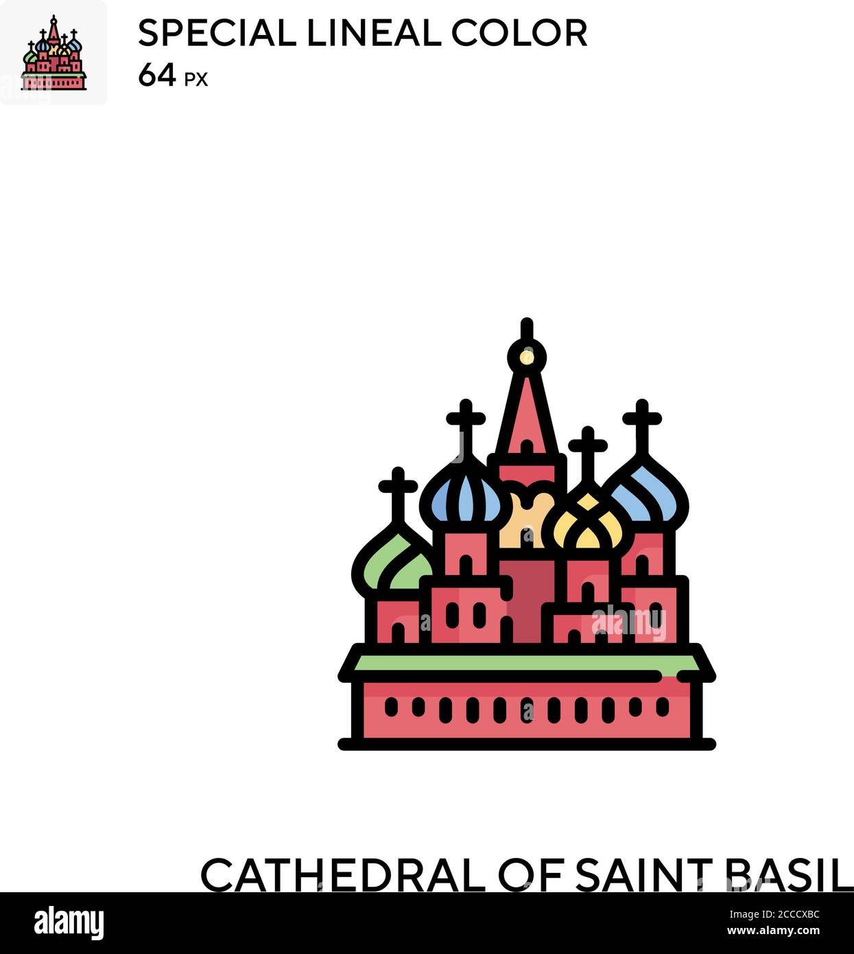 Cathedral of saint basil Special lineal color icon. Illustration symbol design template for web mobile UI element. Perfect color modern pictogram on e Stock Vector