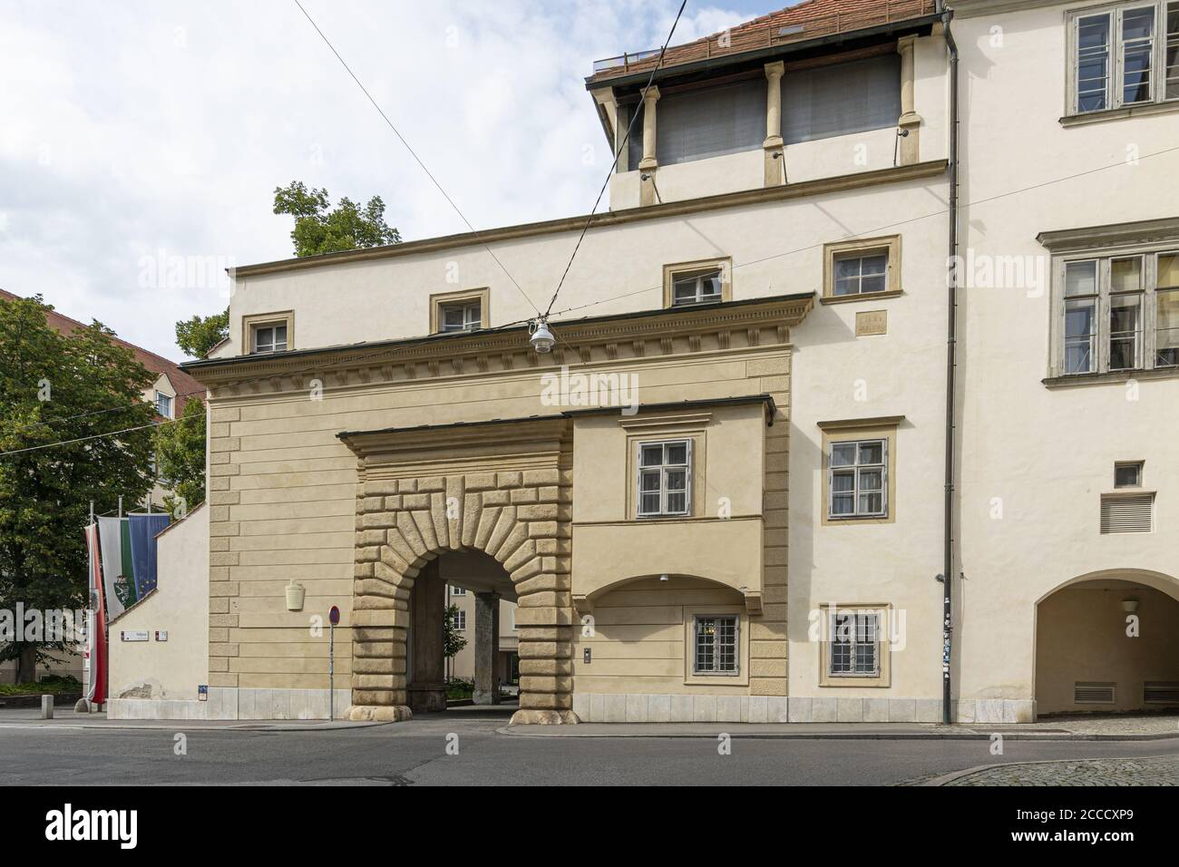 Graz, Austria. August 2020. The entrange gate at The Grazer Burg Stock Photo