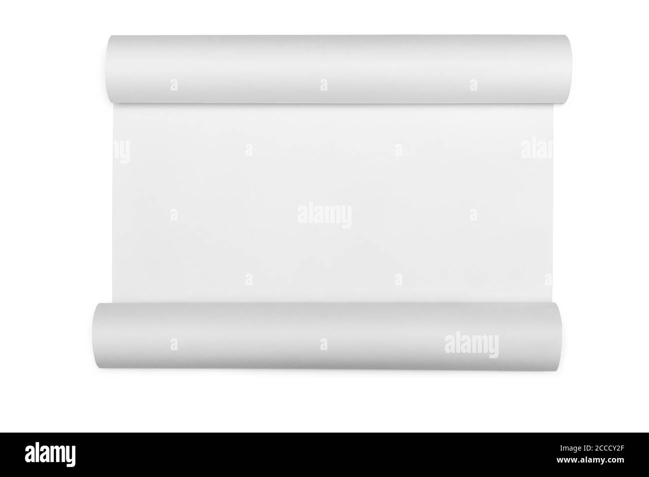 Blank paper scroll isolated on white, top view Stock Photo