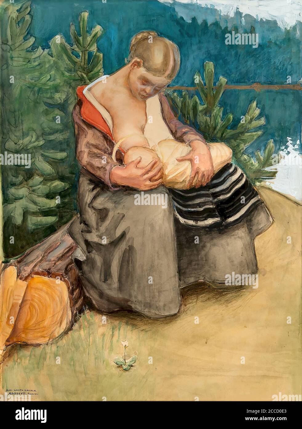 Gallen-Kallela Akseli - Mother and Child - Finnish School - 19th  Century Stock Photo