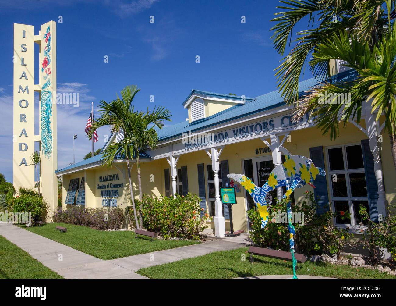 Islamorada visitors center in Monroe County, Florida, United States. Made up of Tea Table Key, Lower Matecumbe Key, Upper Matecumbe Key, Windley Key a Stock Photo