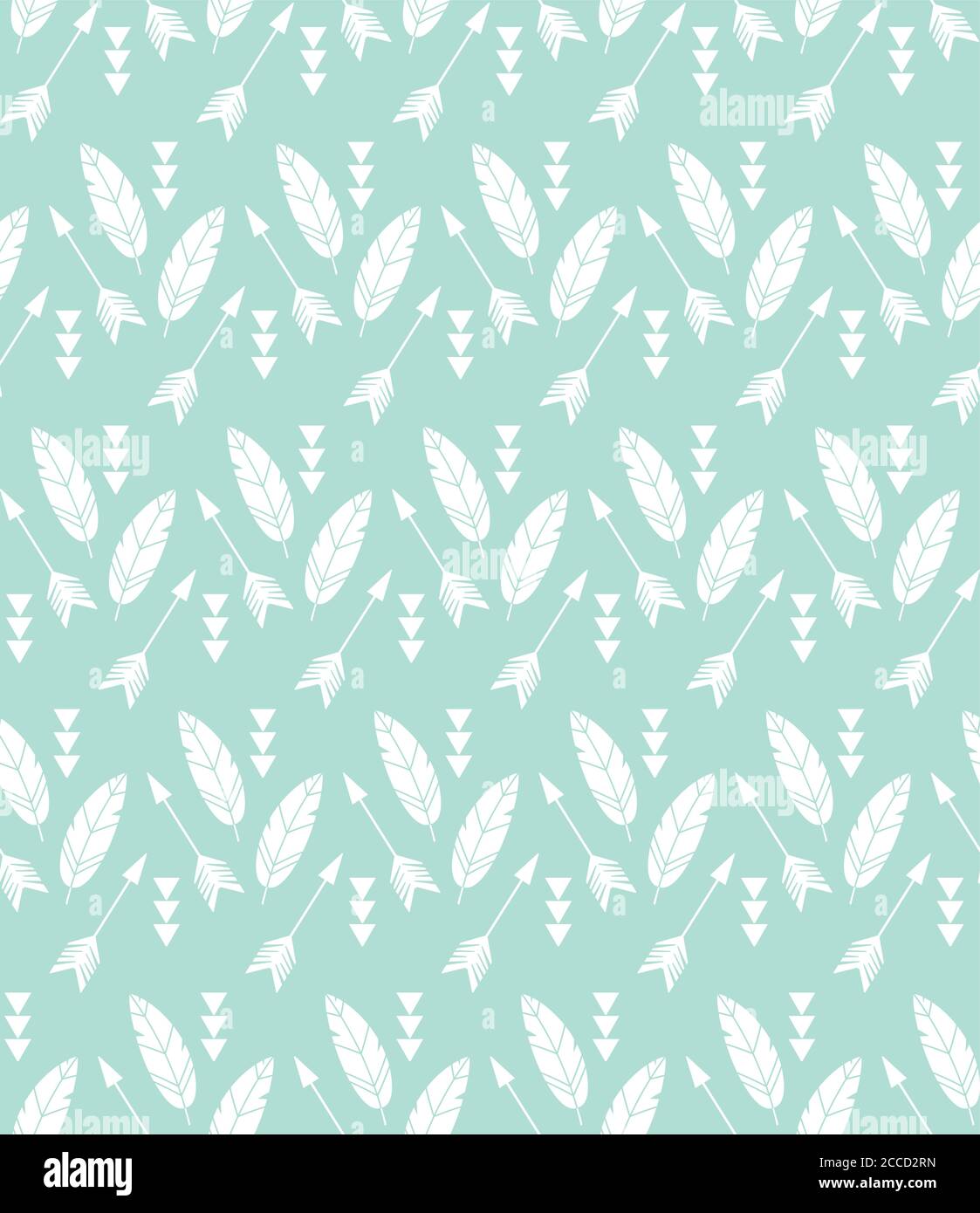 Bohemian feathers and arrows, seamless pattern, vector illustration Stock Vector