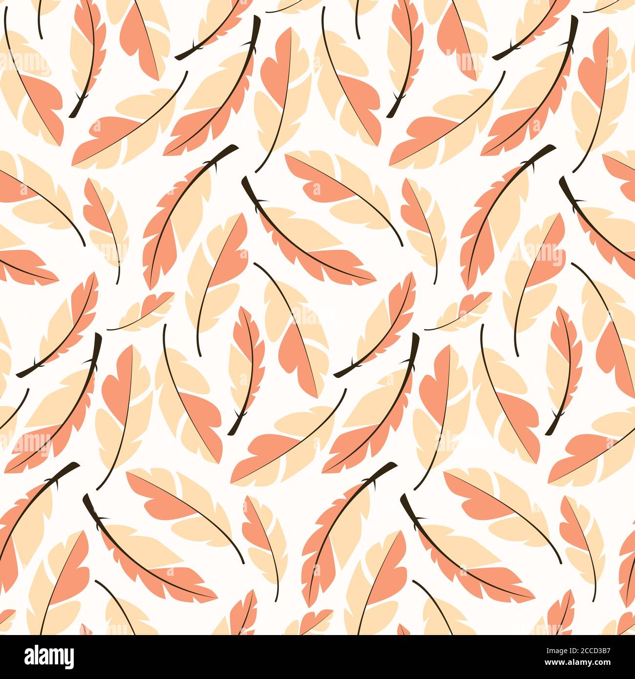 Seamless pattern design with bohemian hand drawn feathers, vector ...