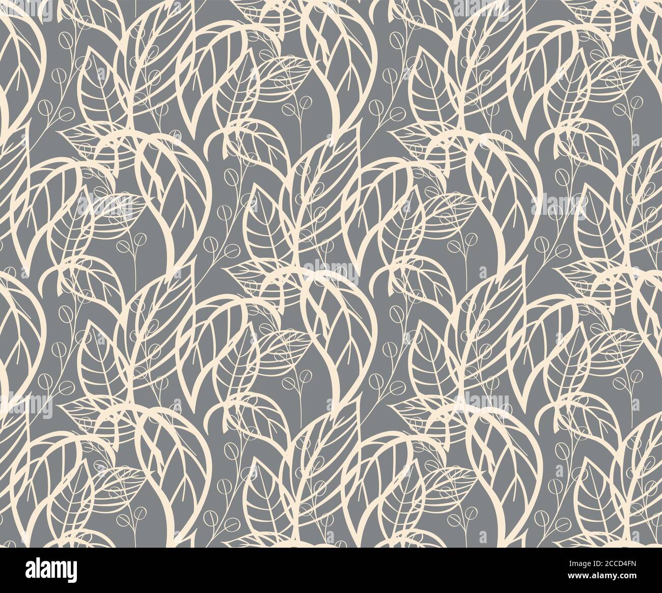 Seamless floral pattern with hand drawn leaves, vector illustration ...