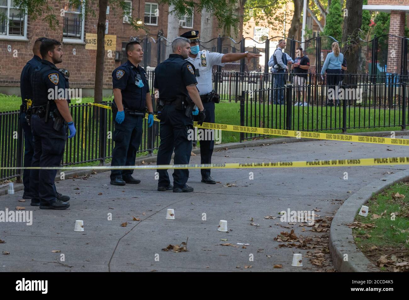 NEW YORK, NY AUGUST 18, 2020 NYPD Police Officers investigate a