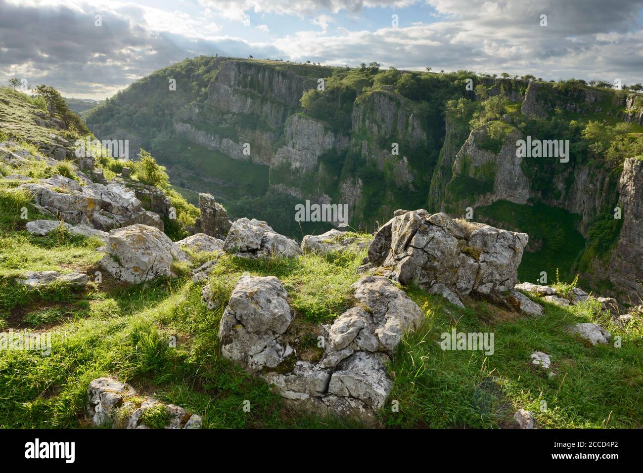 Cheddar Gorge, Somerset, on a sunny summer morning. Stock Photo