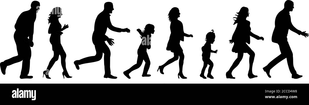 isolated silhouette of a walking crowd of people Stock Vector Image ...