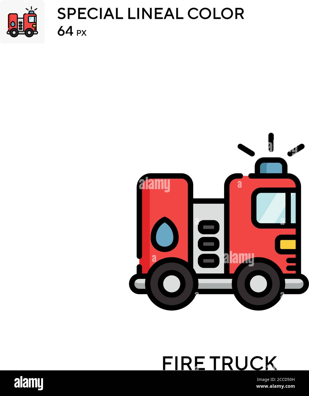 Fire truck Special lineal color icon. Illustration symbol design ...