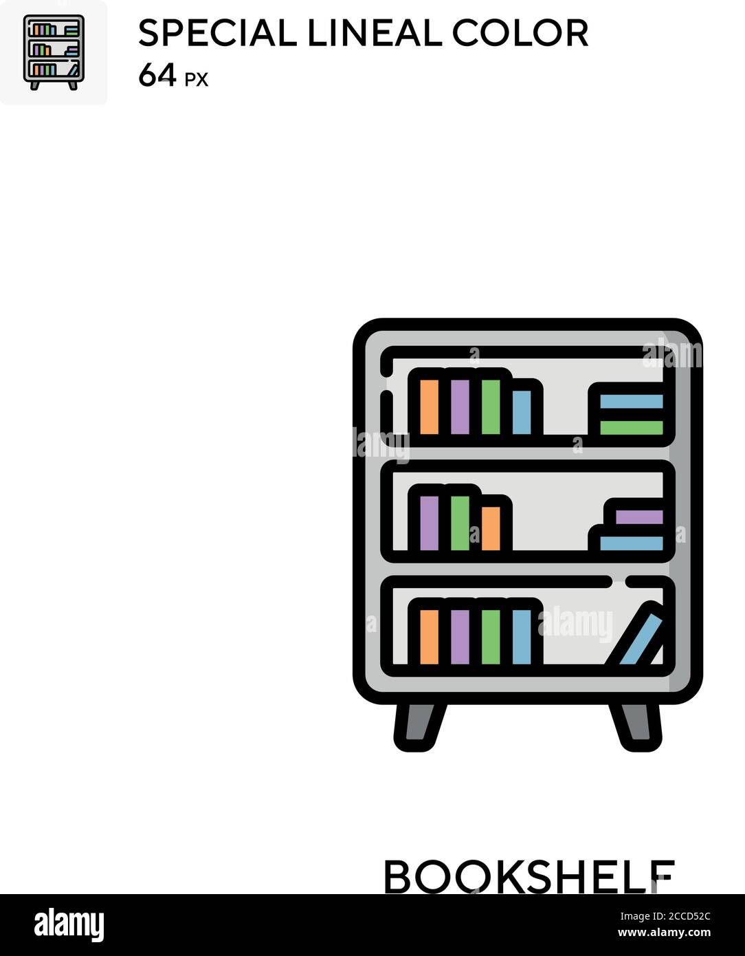Bookshelf Special lineal color icon. Illustration symbol design ...