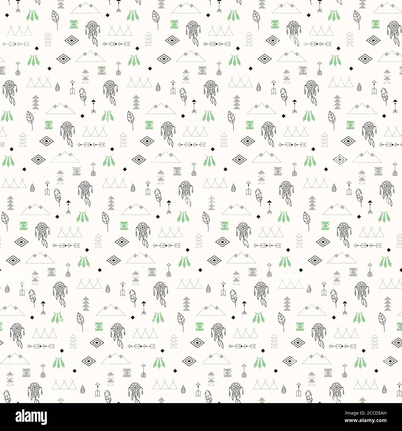 Seamless pattern with native American symbols, vector illustration Stock Vector