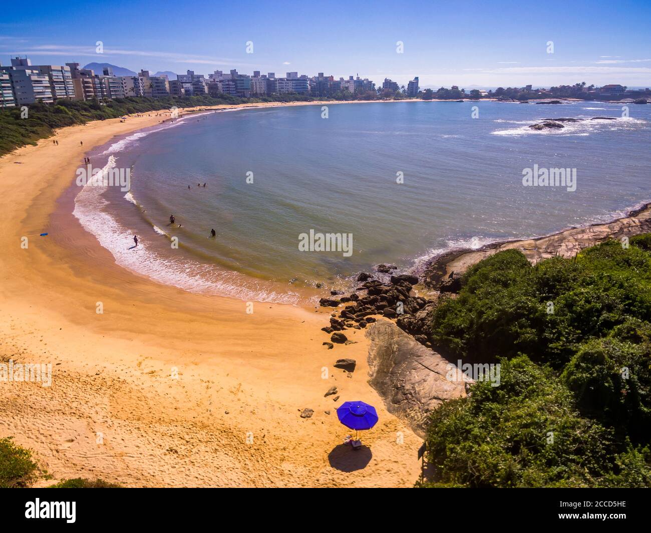 Aerial view of the Peracanga Beach in Guarapari, State of Espirito Santo, Brazil. Stock Photo