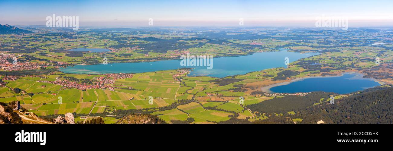 Allgäu mit Blick über Forggensee und Bannwaldsee Stock Photo
