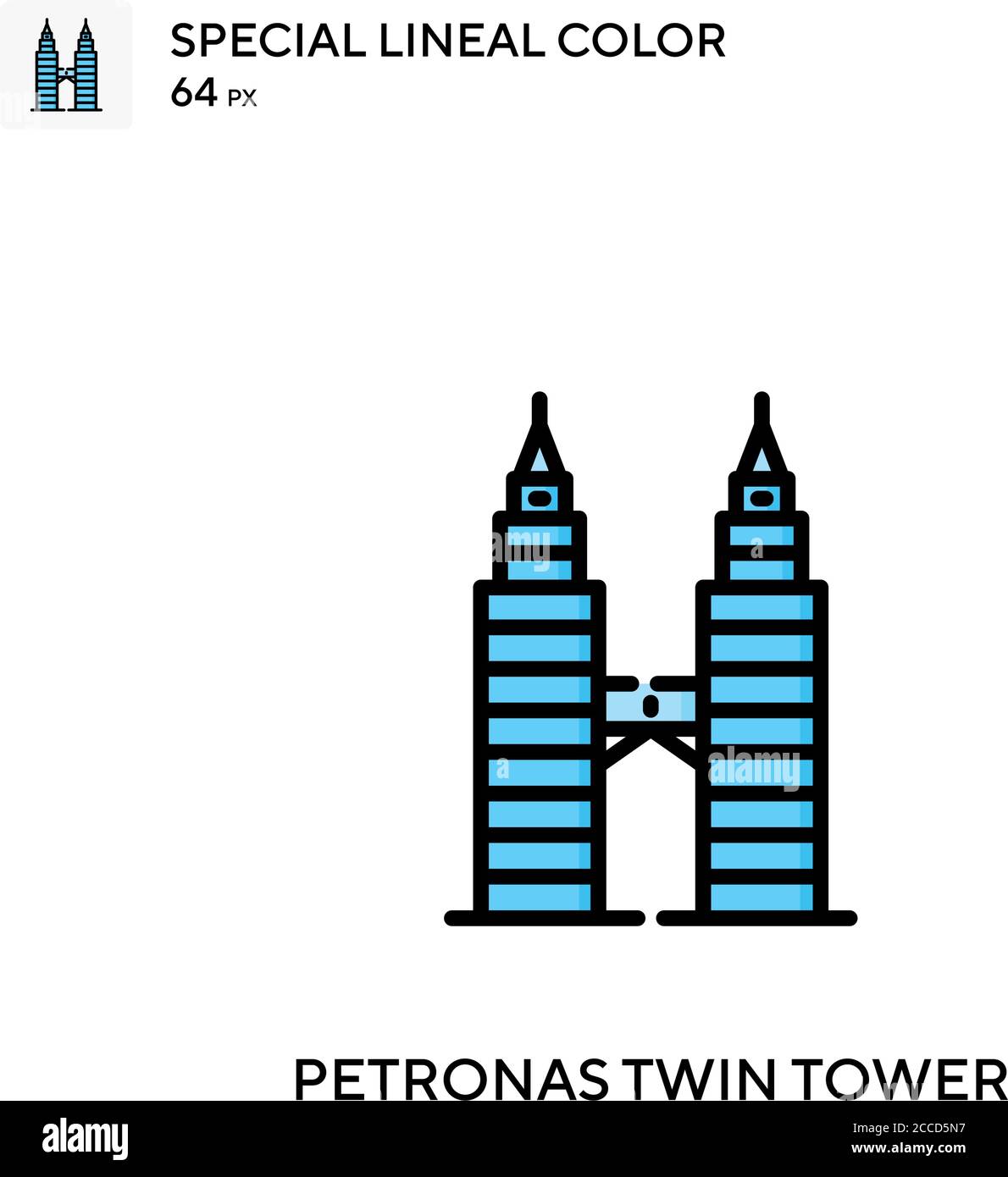 Petronas twin tower Special lineal color icon. Illustration symbol design template for web mobile UI element. Perfect color modern pictogram on editab Stock Vector