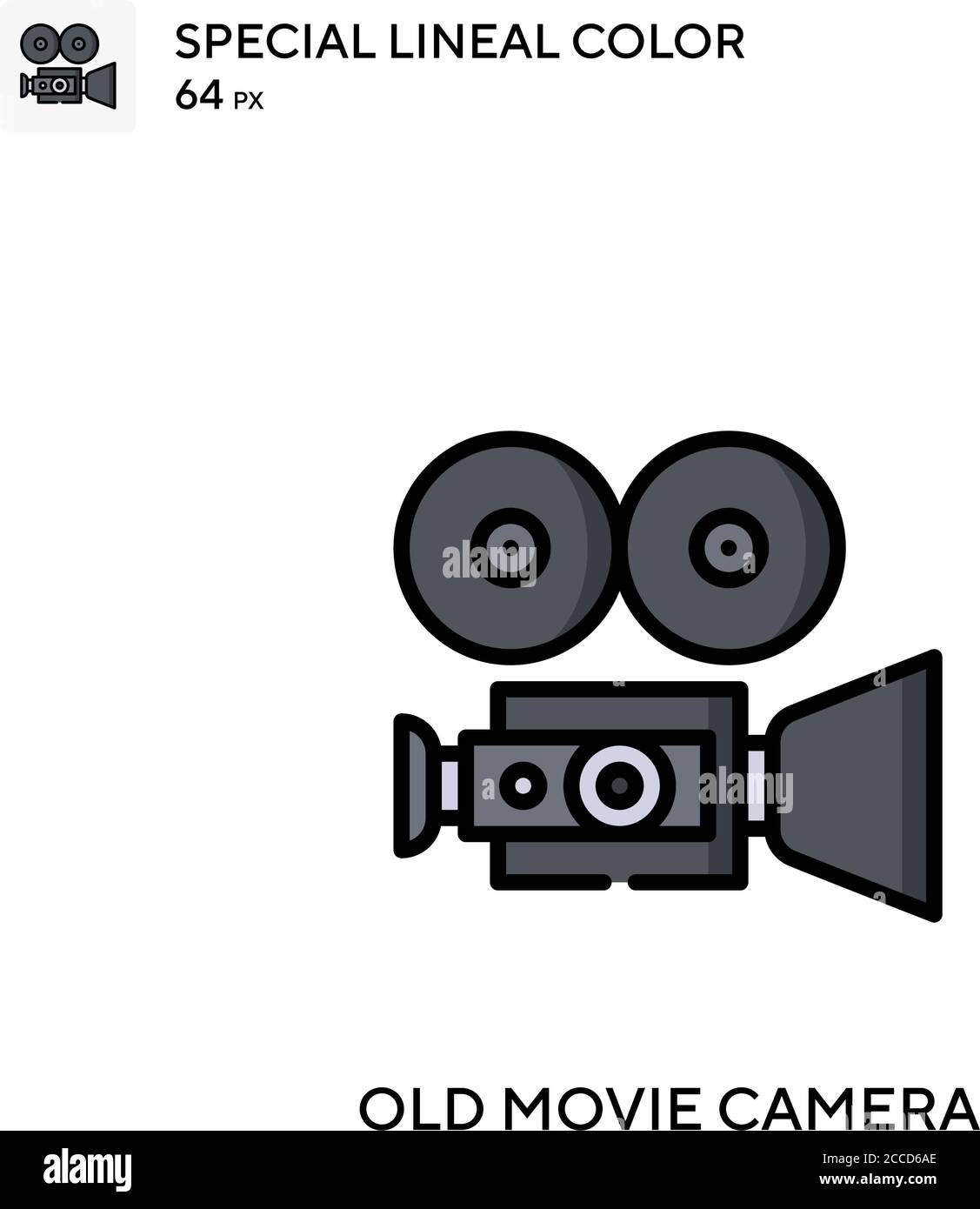 Old movie camera Special lineal color icon. Illustration symbol design template for web mobile UI element. Perfect color modern pictogram on editable Stock Vector