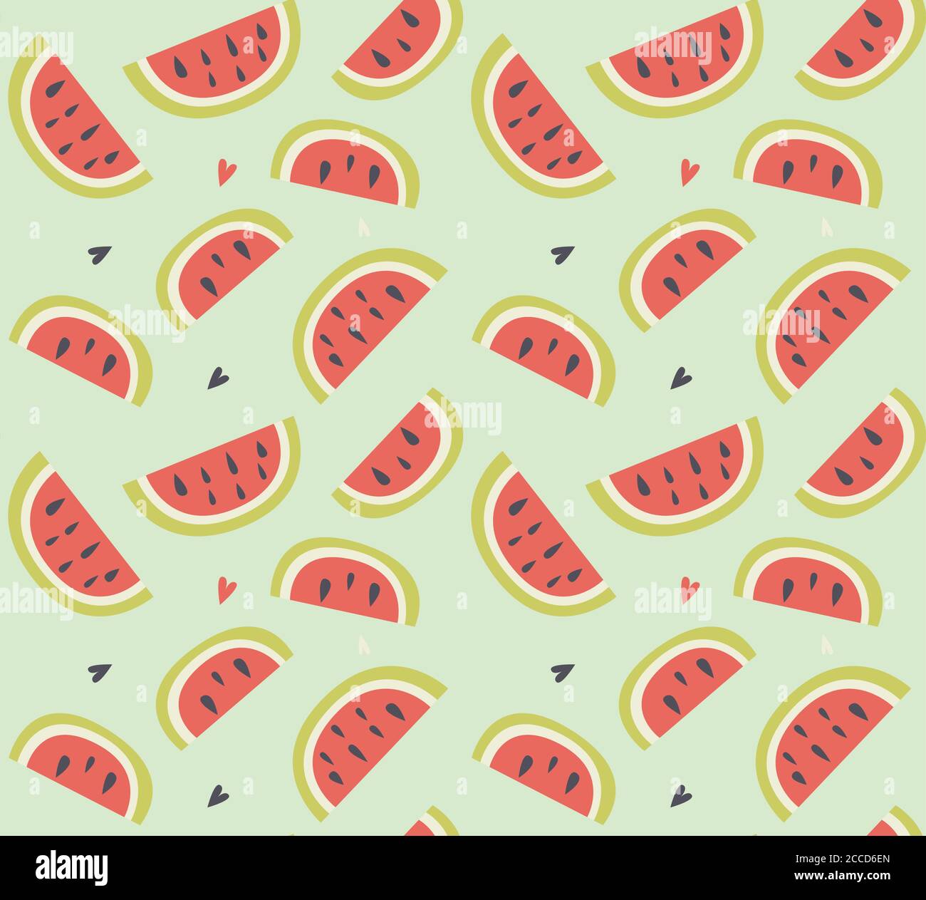 Seamless pattern with hand drawn watermelon fruit, vector illustration Stock Vector